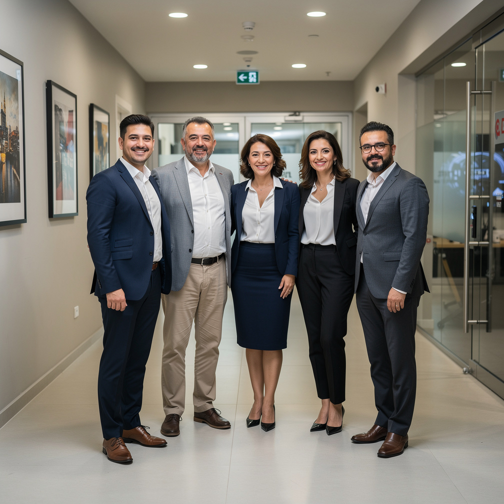 Team of Turkish media trainers and former broadcasters posing together